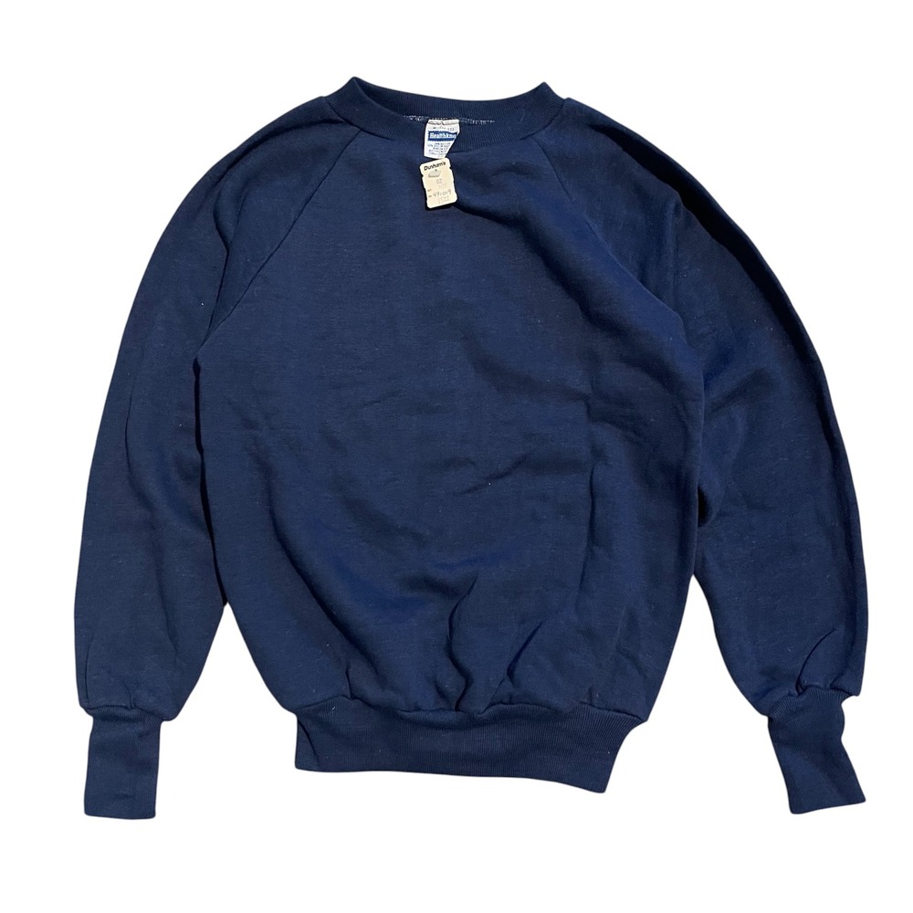 Vintage Healthknit Kids Navy Blue Crewneck Sweatshirt Deadstock USA Made M 10-12